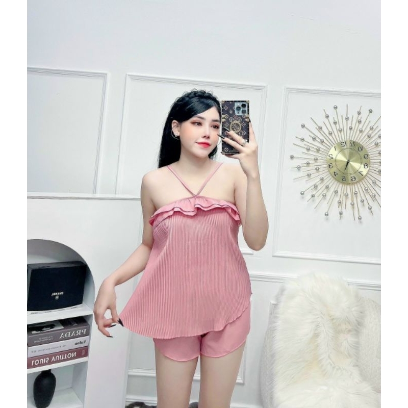 ĐỒ BỘ NGỦ 2 DÂY LỤA CHO NỮ  MẶC NHÀ NHIỀU HÌNH