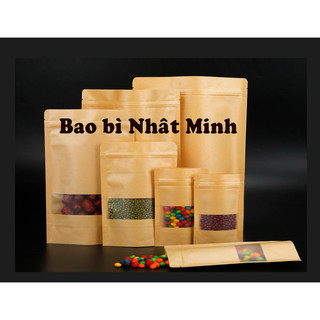 100 túi 18x26+4, zip giấy kraft màu nâu vàng, hàng đẹp