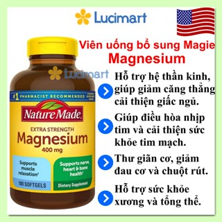 Viên uống bổ sung Magie Magnesium Extra Strength Nature Made [Hàng Mỹ]