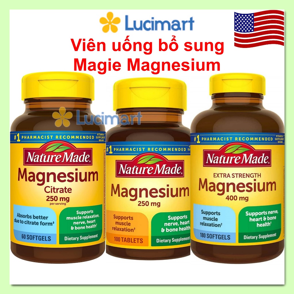Viên uống Calcium Magnesium Zinc Nature Made bổ sung Canxi, Kẽm, Magie với Vitamin D3 [Hàng Mỹ]
