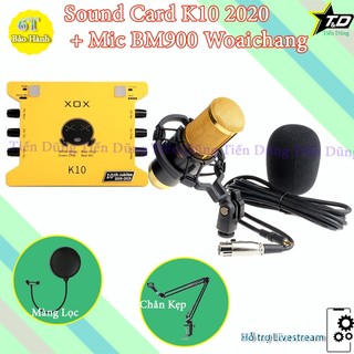 Bộ mic thu âm BM900 Sound Card XOX K10 2020 bản tiếng anh chân màng- combo live stream