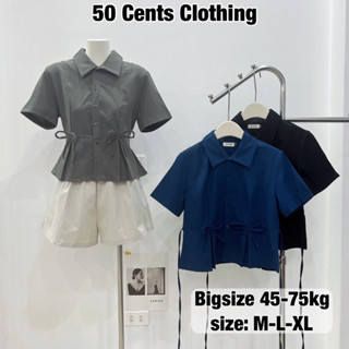 Áo Sơ Mi Nữ Dáng Ngắn Phối Nơ Thiết Kế Dây Buộc Tôn Eo Có Bigsize 45-75kg Phong Cách Korea (50 Cents Clothing) #262