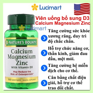 Viên uống Calcium Magnesium Zinc Nature's Bounty hũ 100 viên [Hàng Mỹ]
