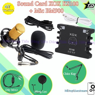 Bộ mic thu âm mic BM900 sound card xox ks108 chân màng MA2- Bộ livestream bm900 sound card