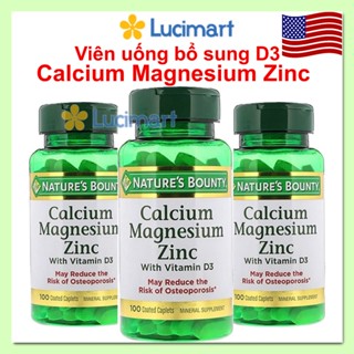 Viên uống Calcium Magnesium Zinc D3 Nature's Bounty hũ 100 viên [Hàng Mỹ]