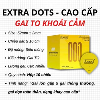 Bao cao su gai Juncai Extra Dot, gân gai 3D cao cấp, kéo dài thời gian quan hệ, siêu mỏng nhiều gel bôi trơn