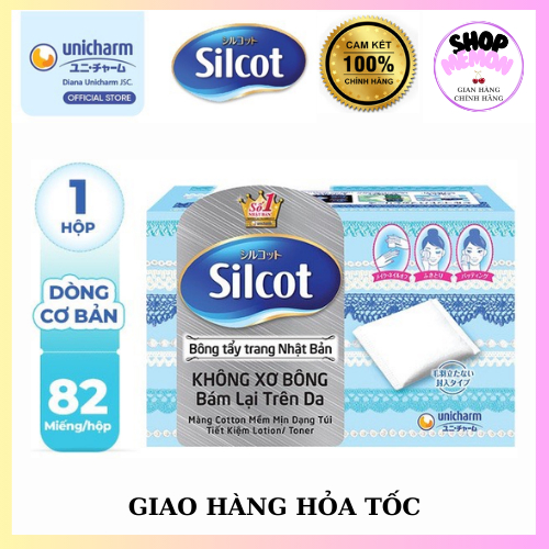 ☘Bông tẩy trang Silcot 82 miếng Nhật Bản