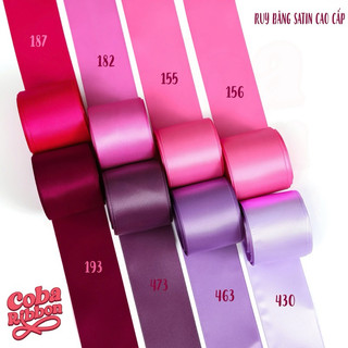 Ruy băng satin cao cấp 2 mặt mịn mướt (Tone Hồng Tím) - Set 5 mét