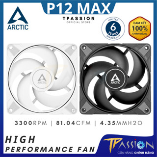 Quạt tản nhiệt Fan Case 12cm Arctic P12 Max Black / White - Chính hãng, tốc độ 3300 RPM, 120mm, điều tốc 4 Pin PWM