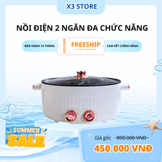 Nồi Điện 2 Ngăn dung tích 5L có thể chiên, xào, nấu, nồi điện 2 ngăn, nồi lẩu đa năng