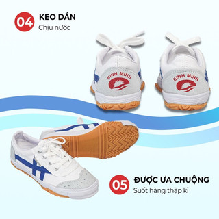 Giày vải bata trắng sọc xanh Bình Minh chính hiệu - chuyên dùng thể thao, lao động