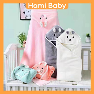  Khăn Tắm Cho Bé sơ sinh có mũ hình thú trùm đầu làm khăn quấn bé làm ủ choàng Shop Hami Baby 