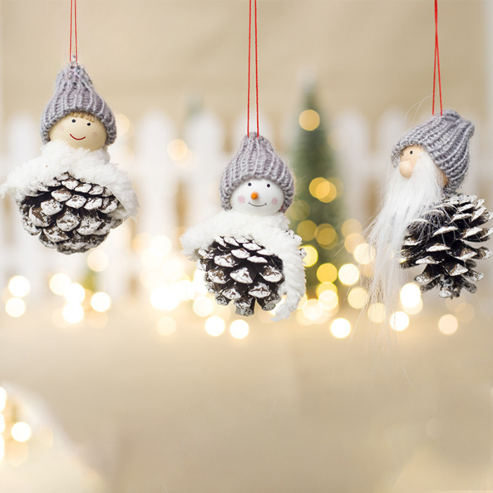 Phụ Kiện Vải Bông Bé Quả Thông Xám VB92 Treo Cây Thông Noel Phụ Kiện Trang Trí Giáng Sinh