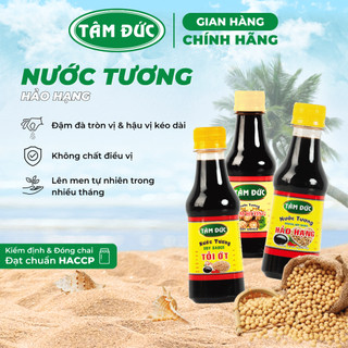 Nước tương Tâm Đức chai 225ml - Nước tương đậu nành lên men tự nhiên thêm hương vị tỏi ớt, nấm hương