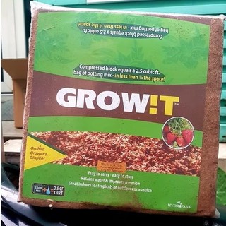 Xơ dừa bột GROW!T-mụn dừa ép khối, kiện 28x28x16.5cm,4.5kg, làm giá thể mai vàng,cây cảnh, rau mầm.