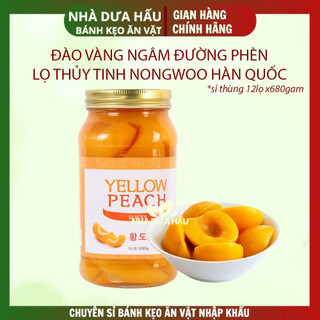 Đào vàng ngâm đường phèn NongWoo Hàn Quốc hủ thủy tinh 680g