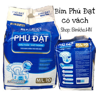 Tã bỉm dán Phú đạt Có vách chống tràn dành cho người già, phụ nữ sau sinh size ML, size XL Siêu thấm hút túi 10 miếng