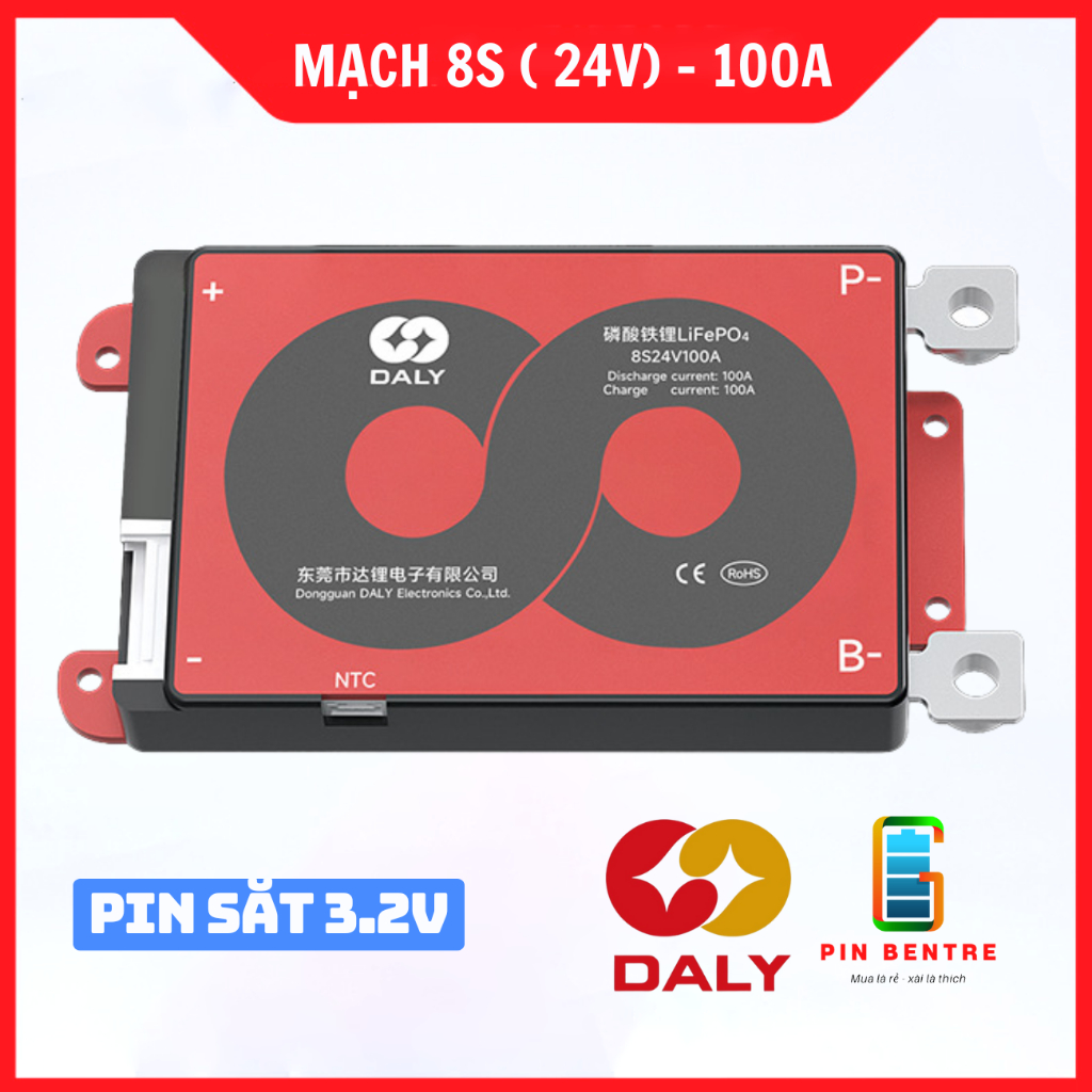 Mạch 8S ( 24V) 100A DalyBMS bảo vệ Pin LifePO4 3.2V chính hãng Daly
