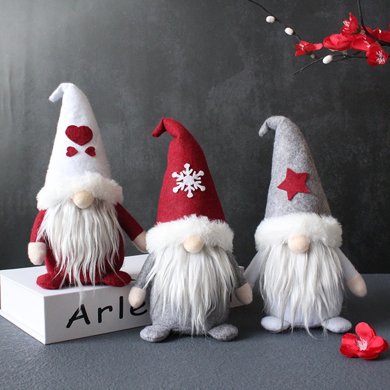 Búp Bê Để Bàn Trang Trí Ông Già Nón Viền Lông DB06 Phụ Kiện Noel Giáng Sinh