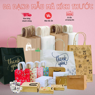 50 Túi giấy kraft có quai cao cấp Nhật Bản, túi giấy bảo vệ môi trường, túi xi măng đựng quà tặng