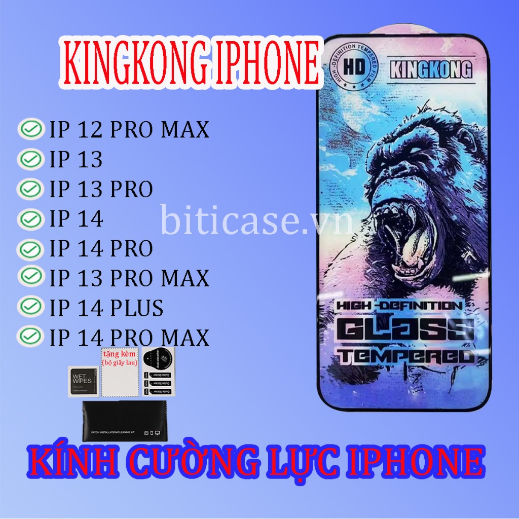 Kính cường lực iphone 12 pro max (ô 1) kingkong xanh giá rẻ