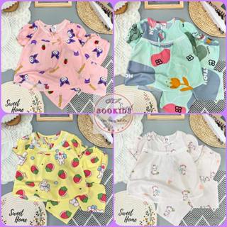 (SET 3 - 5 BỘ) Bộ Đồ Mặc Nhà BÉ GÁI TAY NGẮN QUẦN DÀI Chất Vải Tole Lanh 2 Da họa tiết sinh động cho bé Size từ 5-50kg