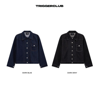 TRIGGER CLUB - Áo khoác jeans nam boxy - TGC RAW DARK GREY/ DARK BLUE DENIM JACKET