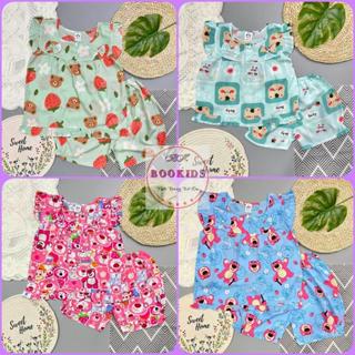 (SET 3 - 5 BỘ) Bộ Đồ Mặc Nhà BÉ GÁI Tay Cánh Tiên Quần ĐÙI Chất Vải Tole Lanh 2 Da nhiều họa tiết dễ thương từ(5-57kg)