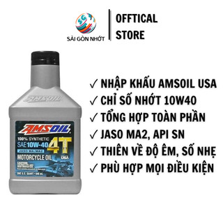 Dầu Nhớt Xe Số Xe Côn Tay Amsoil 4T Performance 10w40 946ml Tổng Hợp, Êm Mượt, Số Nhẹ,Bảo Vệ Động Cơ