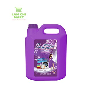 Nước giặt xả vải quần áo thơm lâu Sanzoft hương hoa violet đậm đặc can 5L