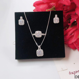 BỘ TRANG SỨC ĐÁ VUÔNG NHỎ GỒM 3 MÓN NHƯ HÌNH
