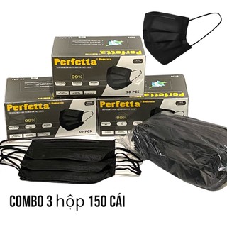 Khẩu trang y tế cao cấp perfetta moderate 3 lớp,lọc bụi,kháng khuẩn màu đen