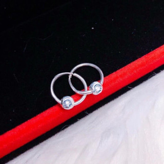 Bông tai nữ bạc ta dạng khuyên trọn gắn bi - Khuyên tai bạc Bibi silver cam kết về chất lượng