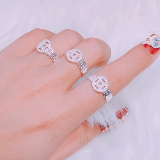 Nhẫn kim tiền bạc ta mặt tiền tròn gắn đá nhỏ - Nhẫn bạc nữ Bibi