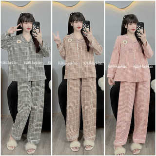  Bộ Bầu Bộ Sau Sinh - BỘ ĐŨI THÁI DÀI KẺ CỔ PIZAMA GẤU - 5 Màu  { Freeship } 