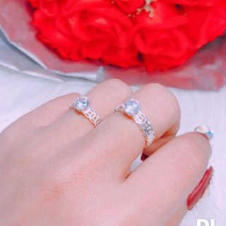 Nhẫn kim tiền nữ Bibi bạc ta chuẩn gắn đá nhỏ xinh xắn - Trang sức bạc ta cao cấp