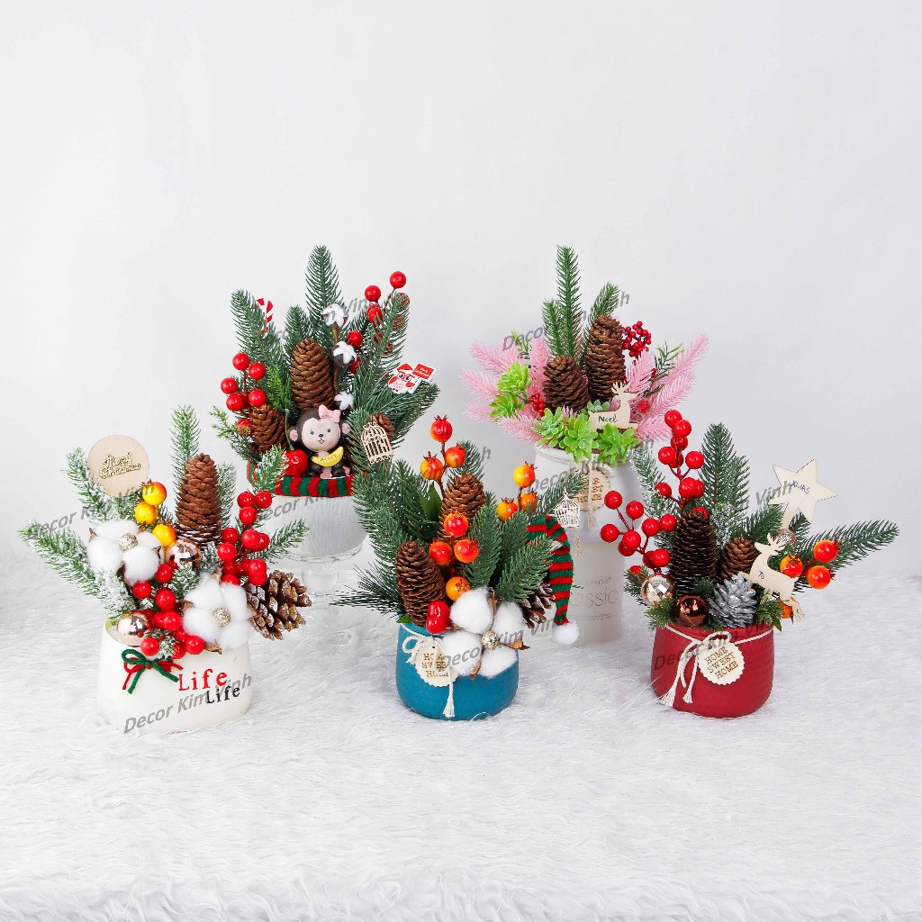 Chậu Hoa Trang Trí Noel Giáng Sinh Decor Nhà Cửa
