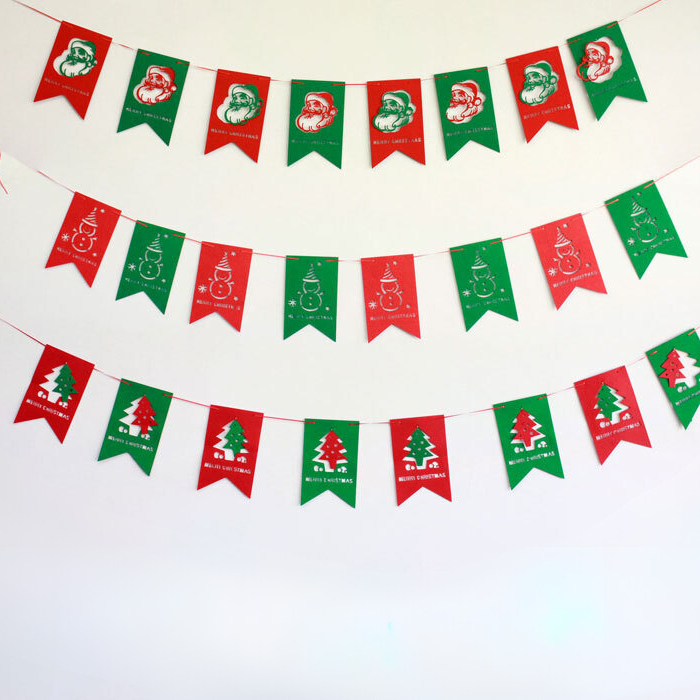 Set Cờ Treo Vải Nỉ Y01 Hoạ Tiết Xanh Đỏ Trang Trí Noel Decor Giáng Sinh