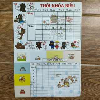 2 tờ Thời Khóa Biểu cho HS