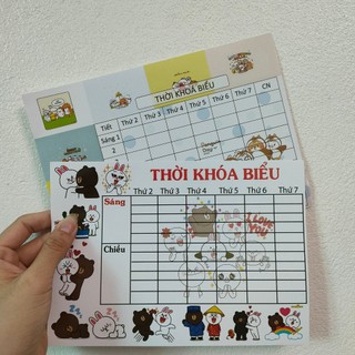 2 tờ Thời Khóa Biểu cho HS
