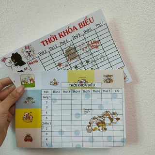 2 tờ Thời Khóa Biểu cho HS