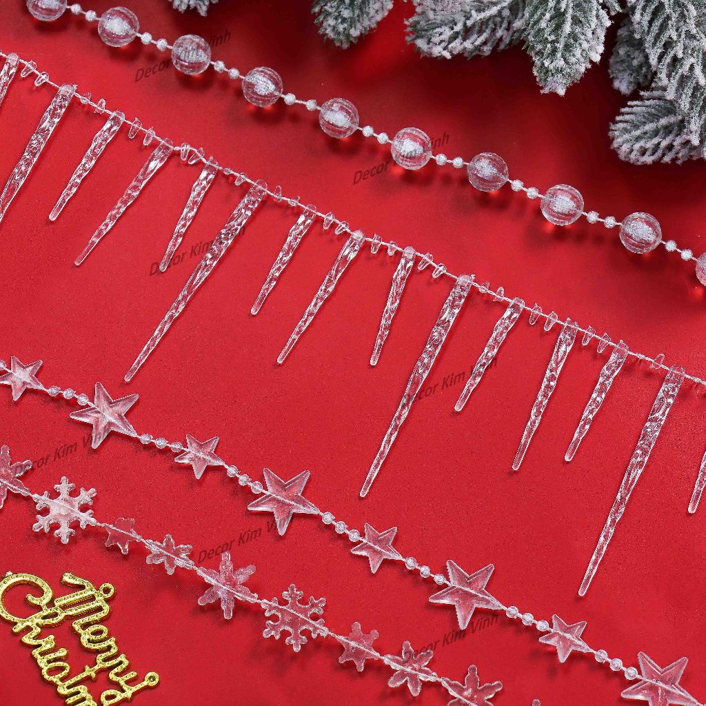 Set Dây Chuỗi DC09 Trong Suốt 1 Mét Rời Trang Trí Cây Thông Noel Phụ Kiện Giáng Sinh