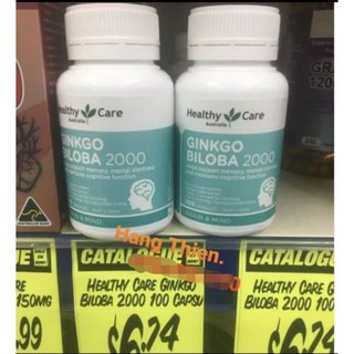 (Hàng Chemist Úc) Bổ Não Ginkgo Biloba 2000 mg của Healthy Care_100v