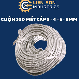Cuộn 100 mét dây cáp bọc nhựa phi 3ly 4mm - 5mm - 6mm cuộn 50 mét, 100 mét