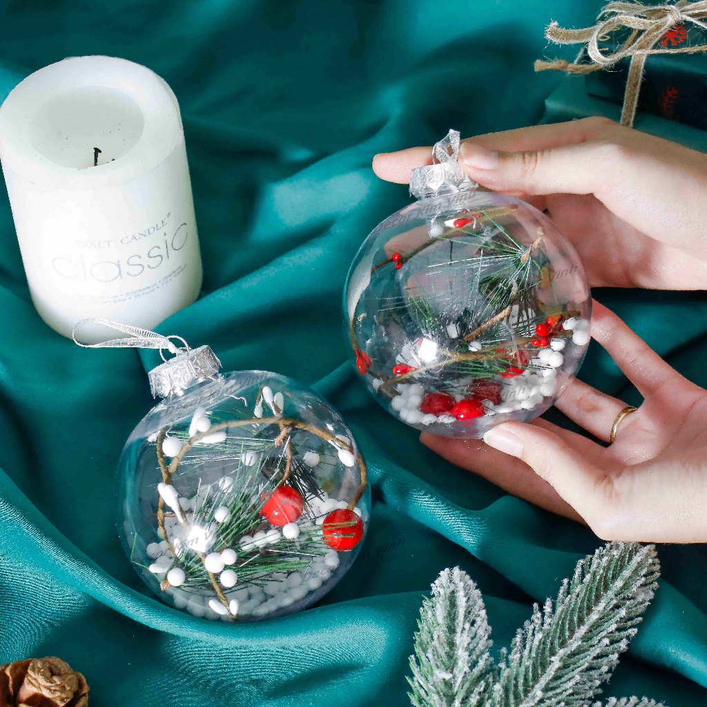 1 Quả Châu Trong Suốt 10cm E100 Có Trang Trí Vintage Treo Cây Thông Noel Phụ Kiện Trang Trí Giáng Sinh