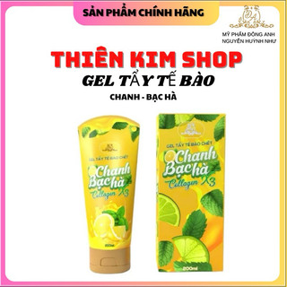 Tẩy Tế Bào Chanh Bạc Hà Collagen X3 Loại Bỏ Tế Bào Chết Giúp Da Mịn Màng Tuýp 200ml Đông Anh