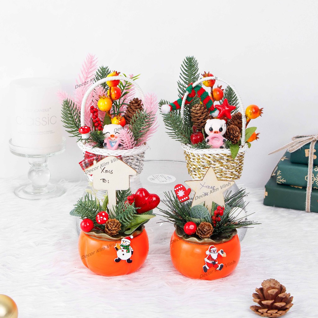 Chậu Hoa Nhí Giỏ Hoa Nhí Trang Trí Noel Giáng Sinh