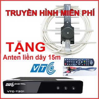 Đầu thu truyền hình  xem TV miễn phí số mặt đất VTC T201 tặng anten liền dây 15m