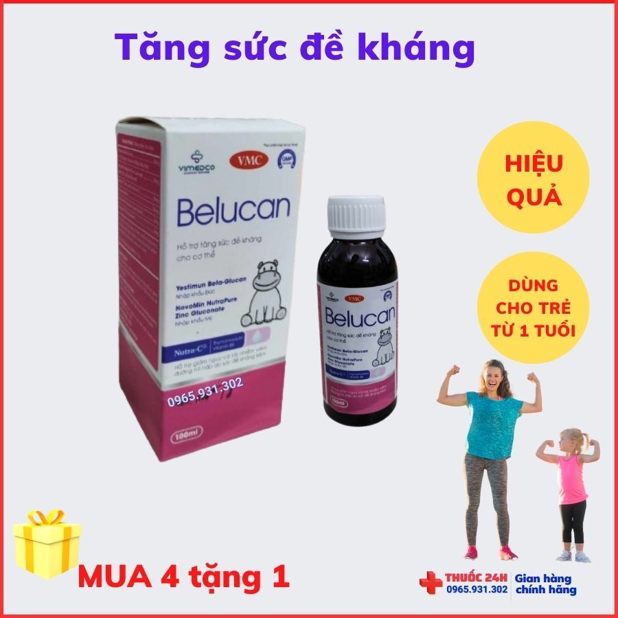 Belucan hỗ trợ tăng đề kháng cho cơ thể dùng cho trẻ từ 1 tuổi, nguyên liệu nhập khẩu, lọ 100ml (chí