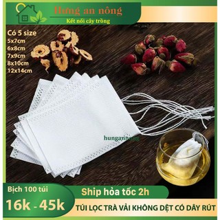 500 Túi lọc trà vải không dệt có dây, đựng hoa khô, phân tan châm, phân gà dơi trồng cây, có 5 size